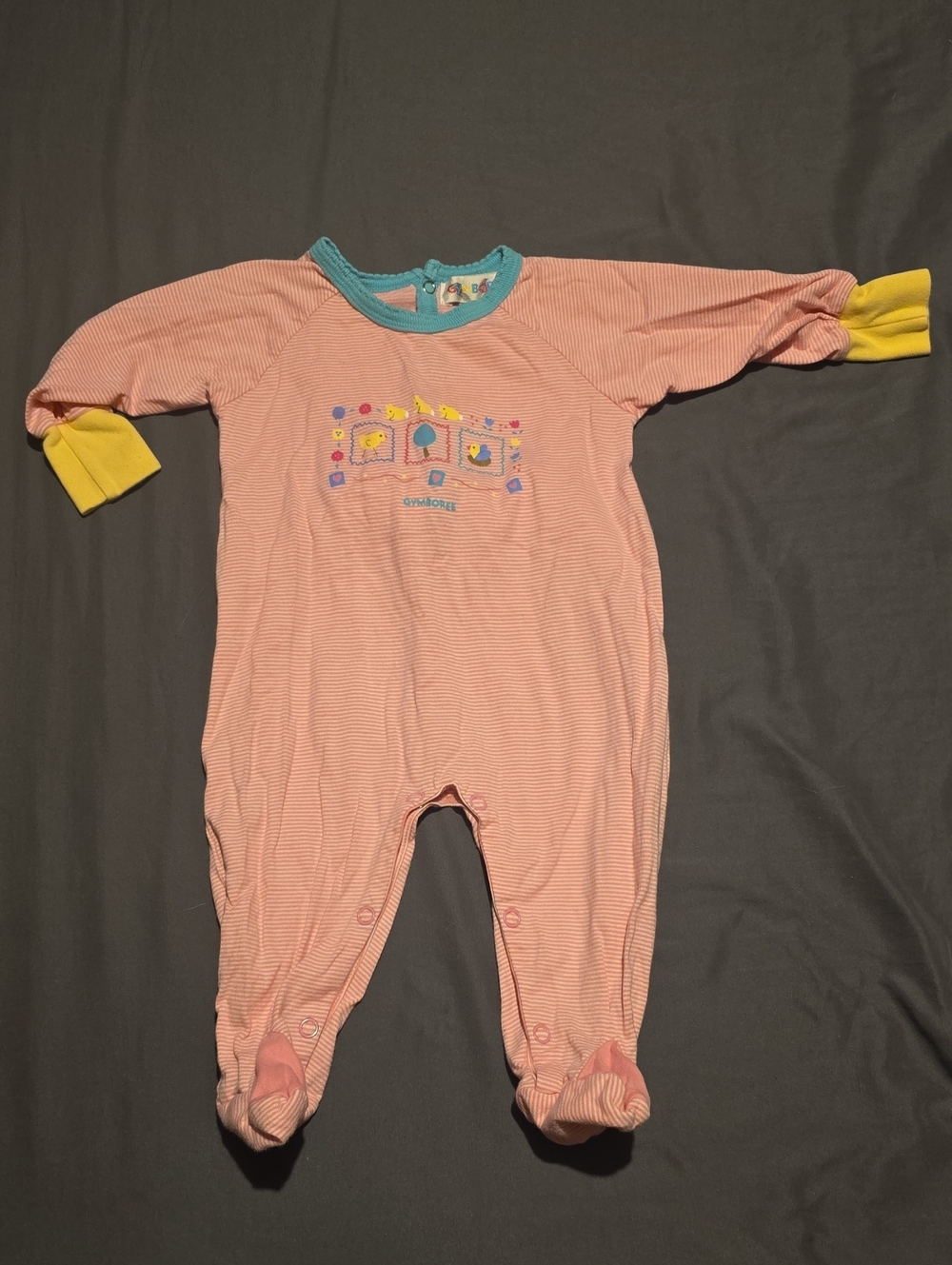 Vintage 90s Gymboree Pink Striped Footed One-Piece